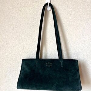 Tory Burch Suede Satchel Warm Teal